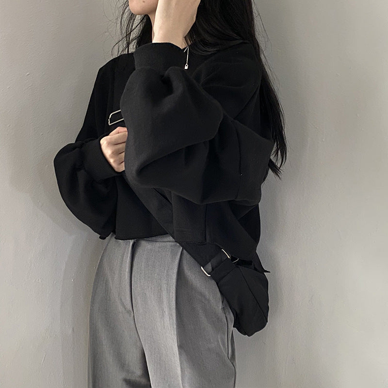 Cozy Cropped Round Neck Women's Pullover Top