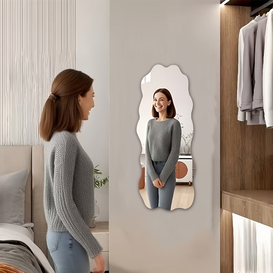 Acrylic full-length mirror with self-adhesive backing