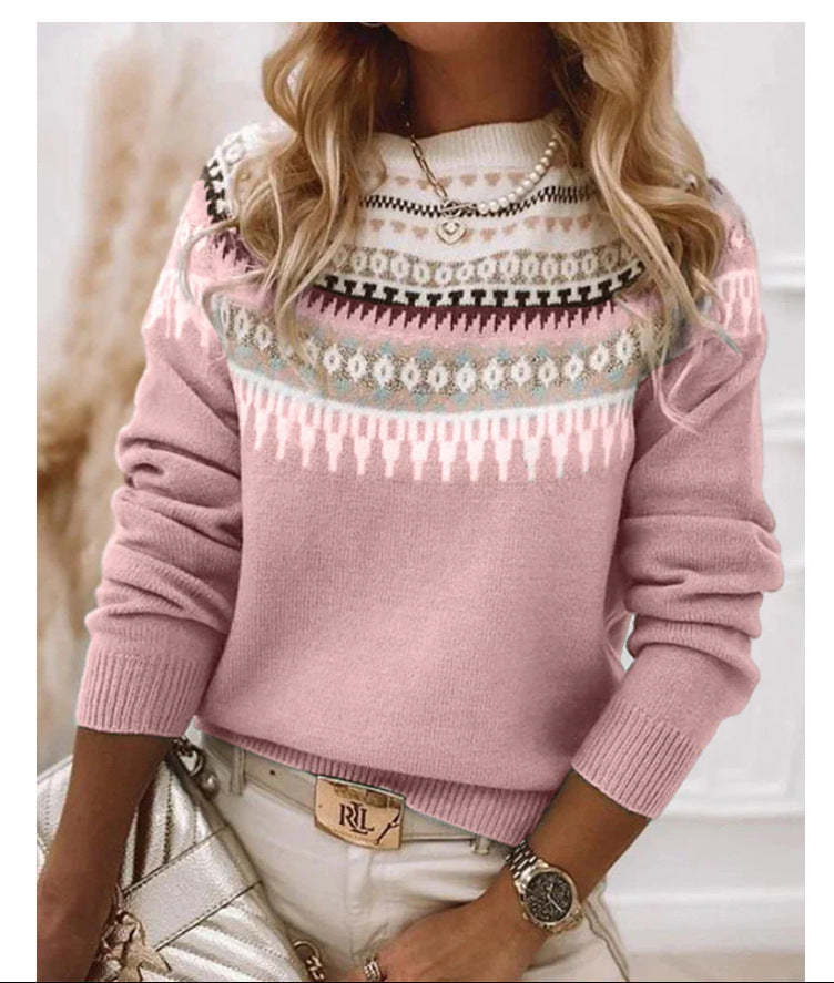 Round Neck Multicolor Loose Fashion Pullover Sweater
