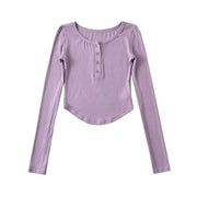 Slim-Fit Long Sleeve Crew Neck Top – Trendy Streetwear