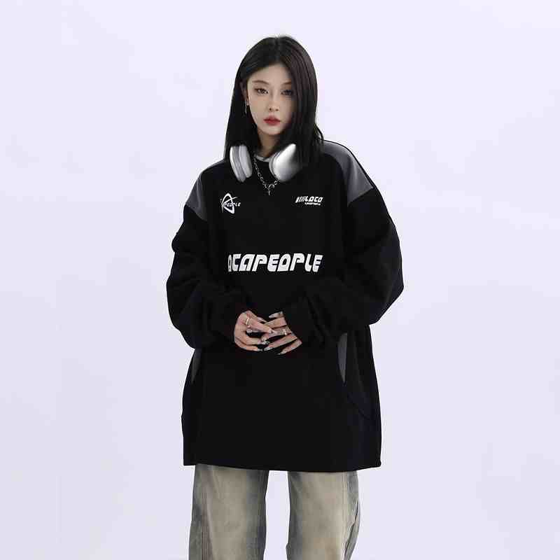 Racing Graphic Loose Fit Couple's Long Sleeve Sweater