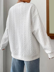 Cozy Oversized Jacquard Round Neck Hoodie for Women