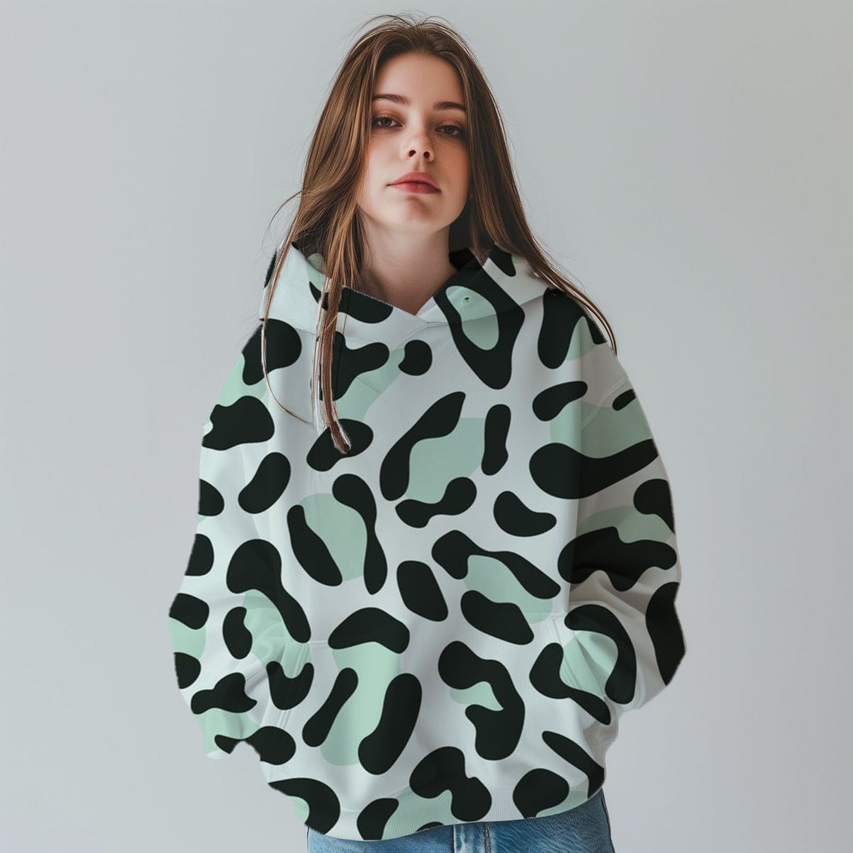 Chic 3D Leopard Print Digital Fashion Sweatshirt