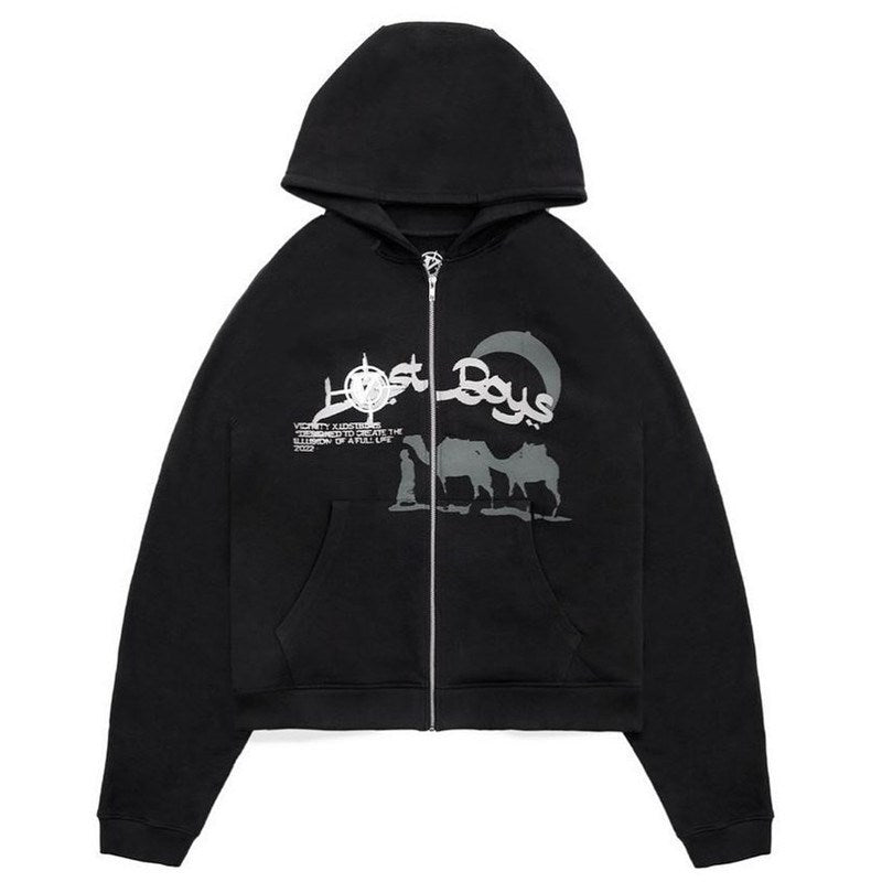 Cute Cartoon Print Thickened Plush Hoodie