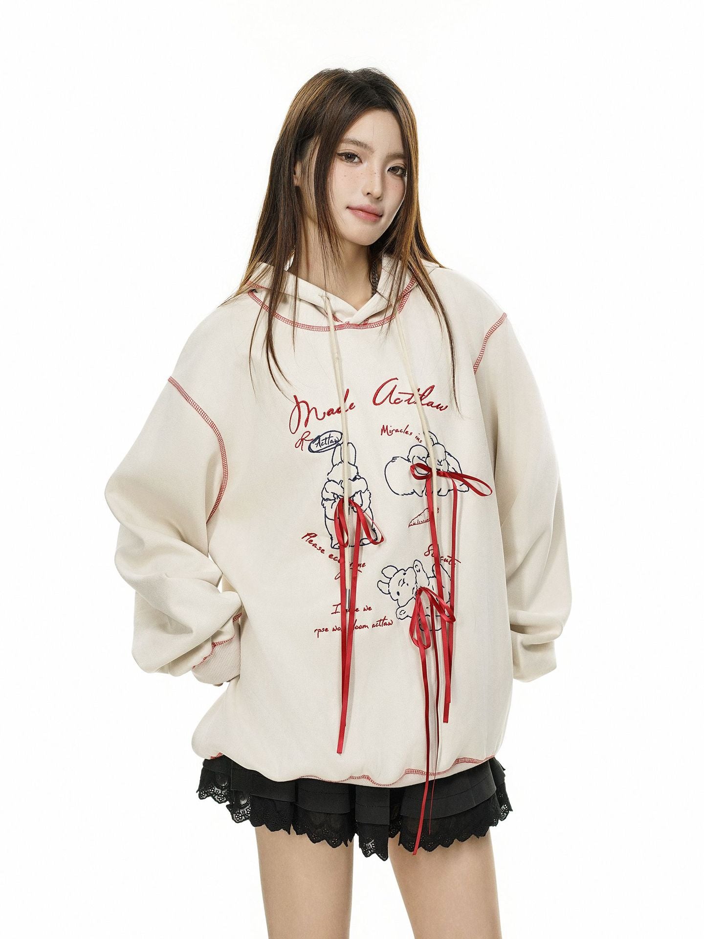 Chic Bow-Tie Pullover Sweater Coat