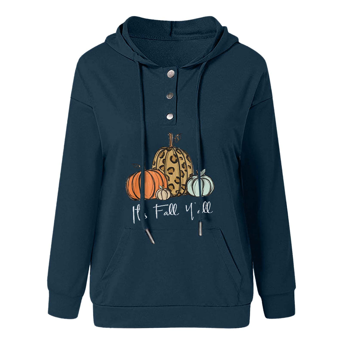 Casual Drawstring Hooded Sweatshirt with Pockets