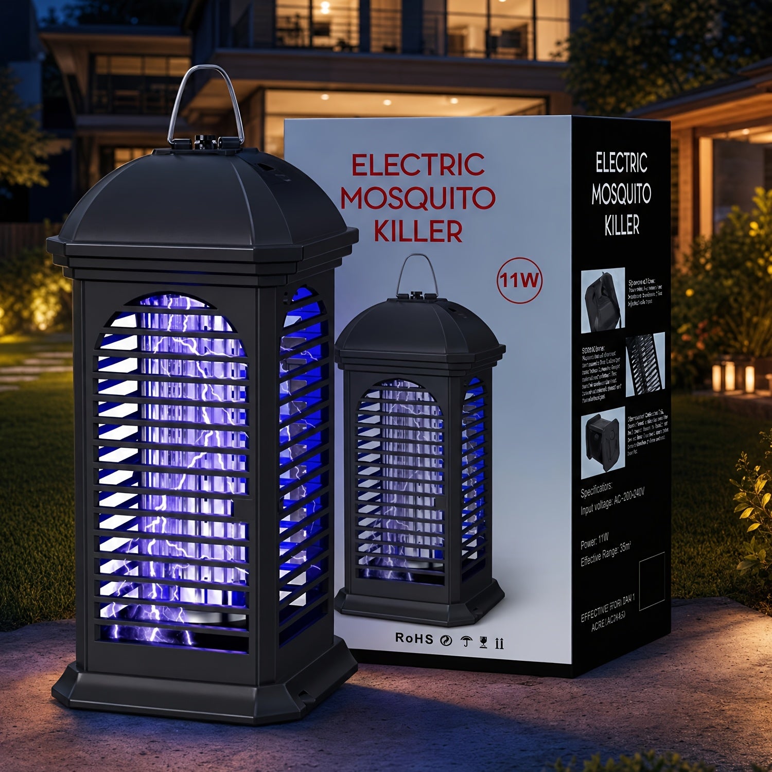 1100V High-Voltage Indoor Bug Zapper with UV Light, Fly & Gnat Trap for Kitchen and Bedroom