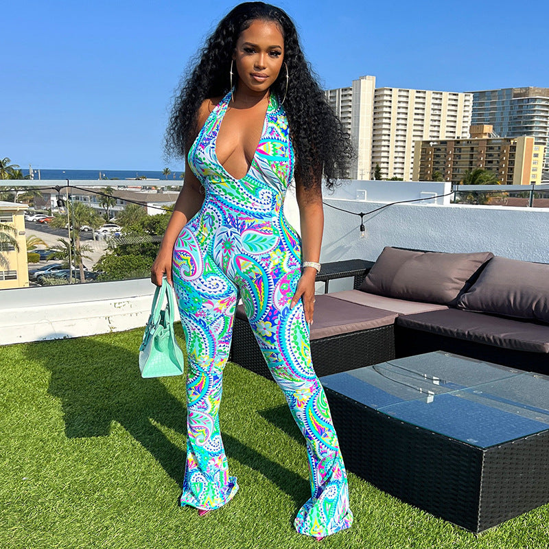 Women's Halterneck Printed Jumpsuit