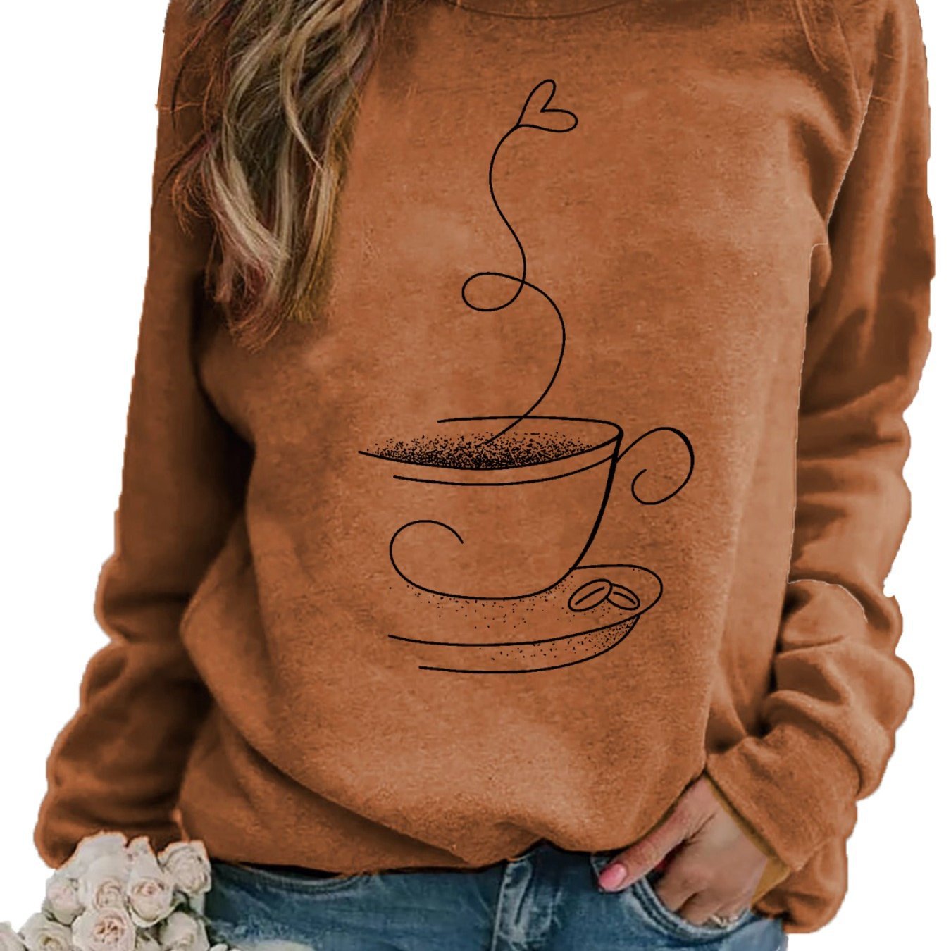 Women's Graphic Print Crew Neck Casual Sweater