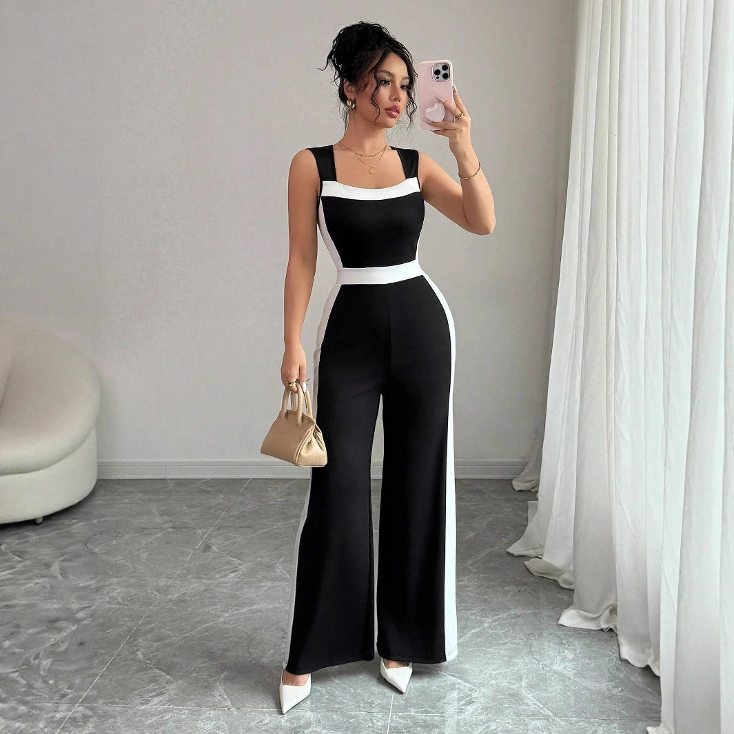 Chic Color-Block Wide-Leg Sleeveless Jumpsuit