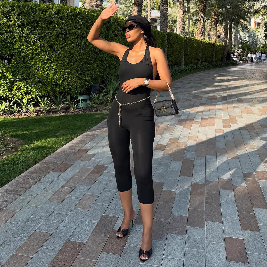 Sexy Halter Neck Backless Slim-Fit Romper