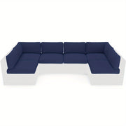 Outdoor 14pcs Replacement Cushions for Patio Furniture(Solely Sofa Cushions, No Sofa), Water-Resistant Cushion for 6-Seat Patio Sectional Conversation Set, Liner&Cover(Dark Blue)
