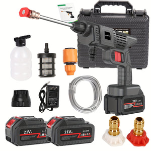 Cordless High Pressure Washer with Rechargeable Battery, Battery Powered for Car, Yard, Driveway, Garden, Green. Stainless Steel Foam Nozzle, Portable Power Car Wash Tool., NAUDHENM