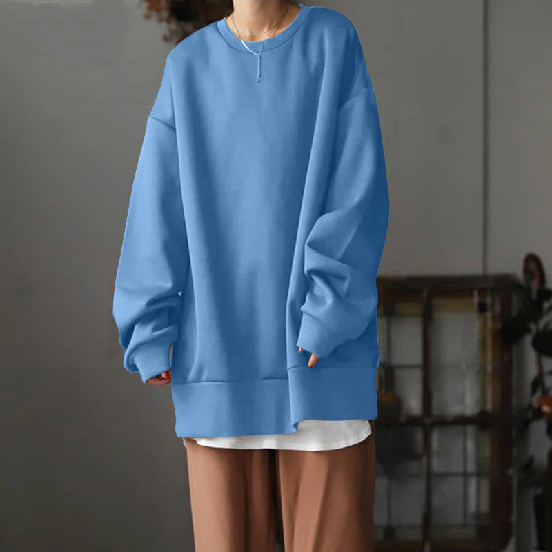 Women's Cozy Round Neck Loose Pullover Sweater