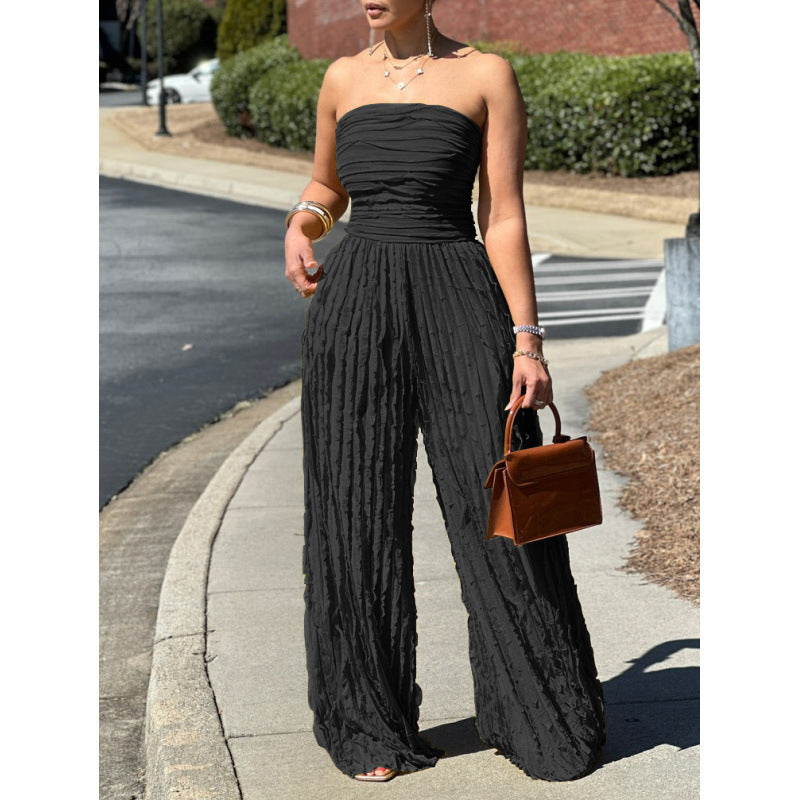 Chic Strapless Wide-Leg Casual Jumpsuit
