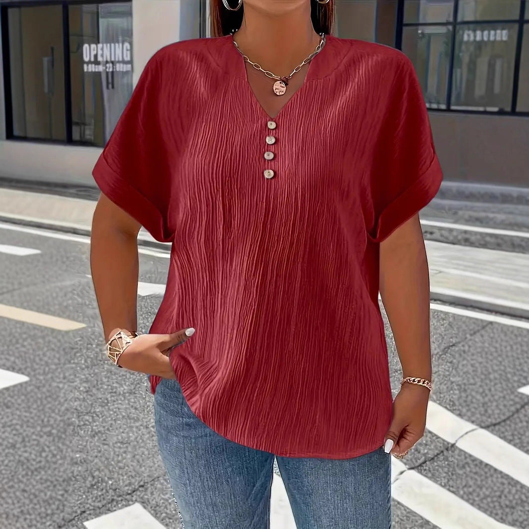 Slim-Fit V‑Neck Short‑Sleeve Top – Casual Summer Essentials