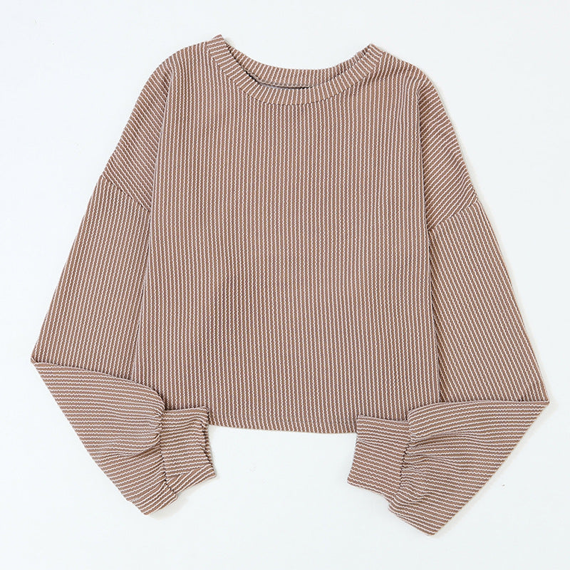 Cozy Drop-Shoulder Solid Pullover Sweatshirt