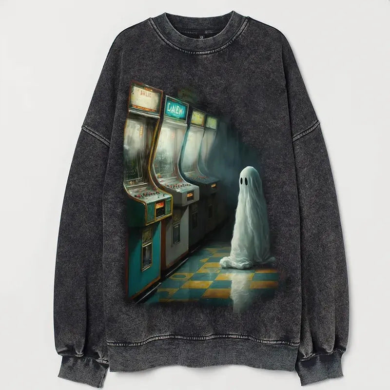 3D Printed Casual Drop-Shoulder Sweatshirt