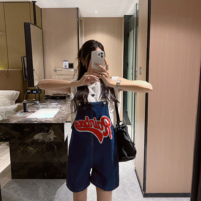 Loose-fit Denim Dungarees For Pregnant Women