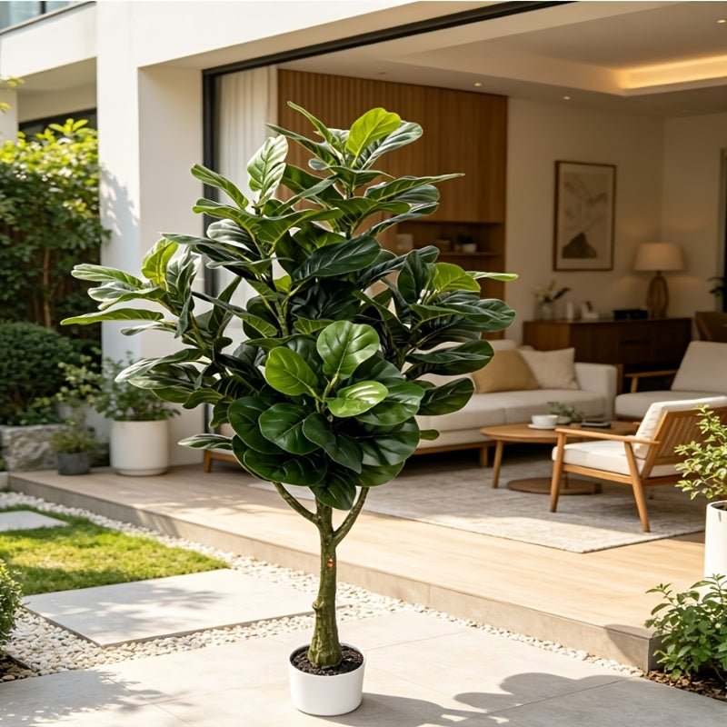 59 inch realistic faux ficus tree with container for indoor outdoor decoration