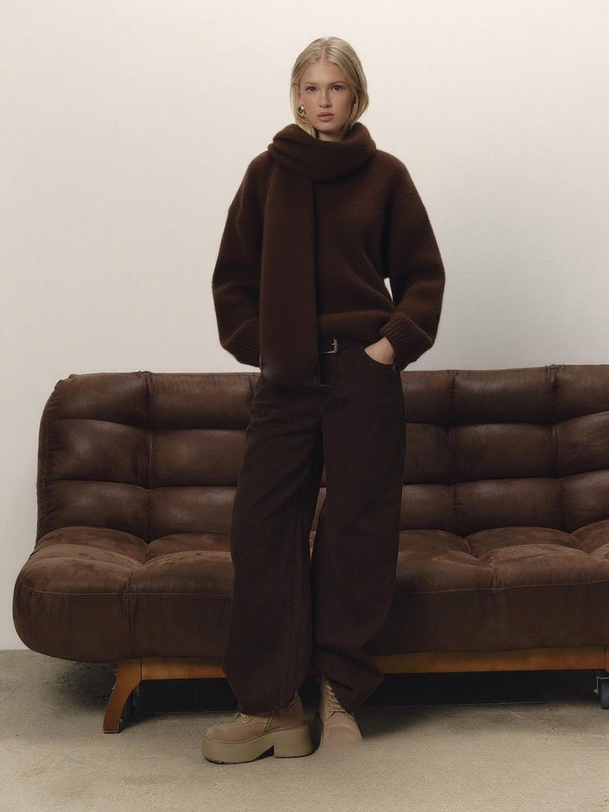 Loose and Idle Knitted V-neck Fashionable All-match Pullover Sweater