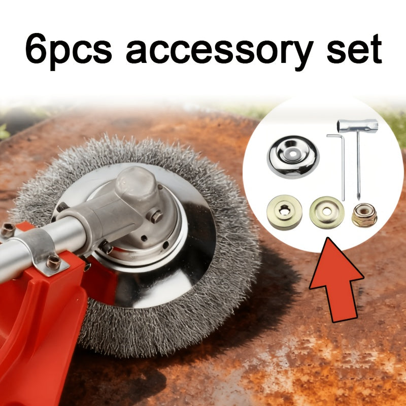 Universal String Trimmer Head and Brush Cutter Blade Installation Kit – 6 Pieces with Wrench, Washers and Fixing Nut