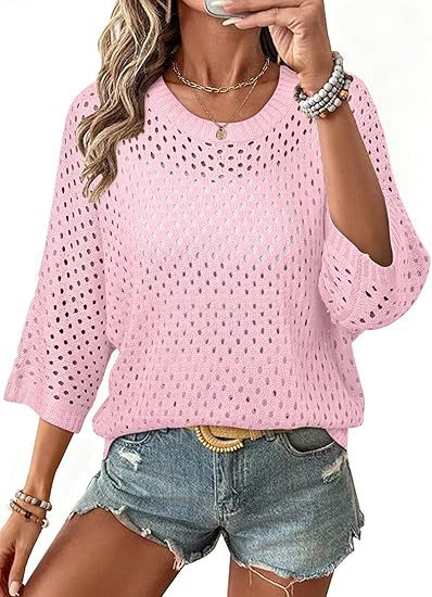 Three-quarter-sleeve Beach Cardigan Knit Sweater