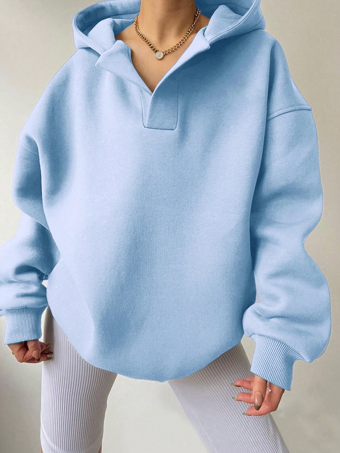 Cozy Solid Color Long Sleeve Loose Fit Hoodie Sweater