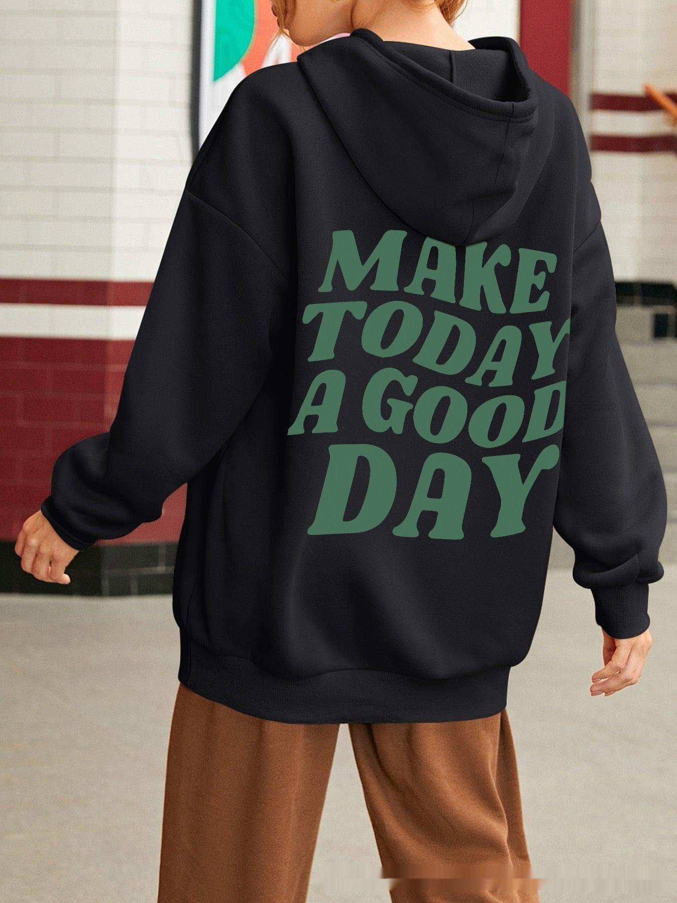 Cozy Oversized Letter Print Hoodie Streetwear