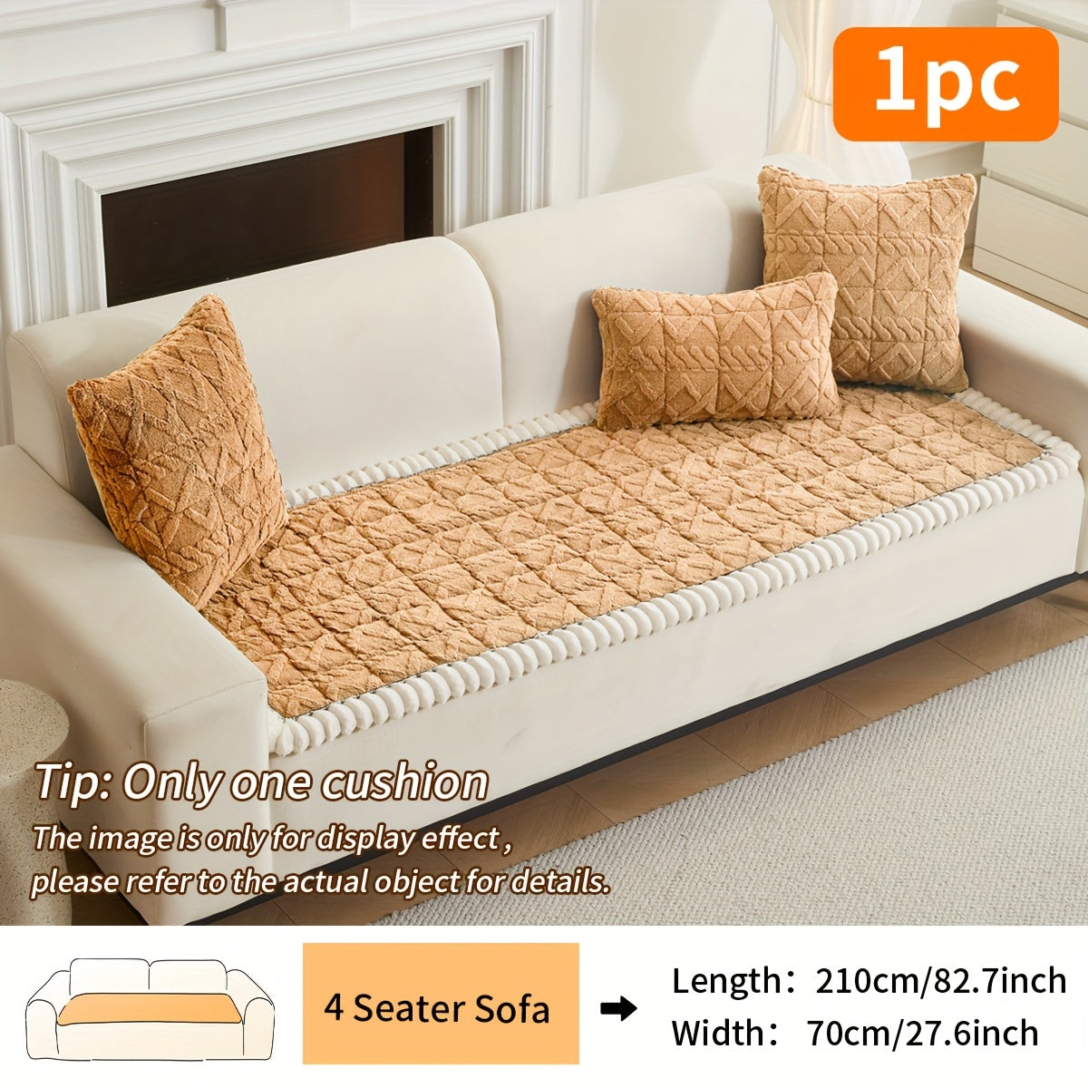 1pc Soft Quilted Sofa Cushion, Thickened Polyester Sofa Cover for Warmth in Autumn And Winter, Home Decoration Suitable for 2, 3, Or 4-Seater Sofas.