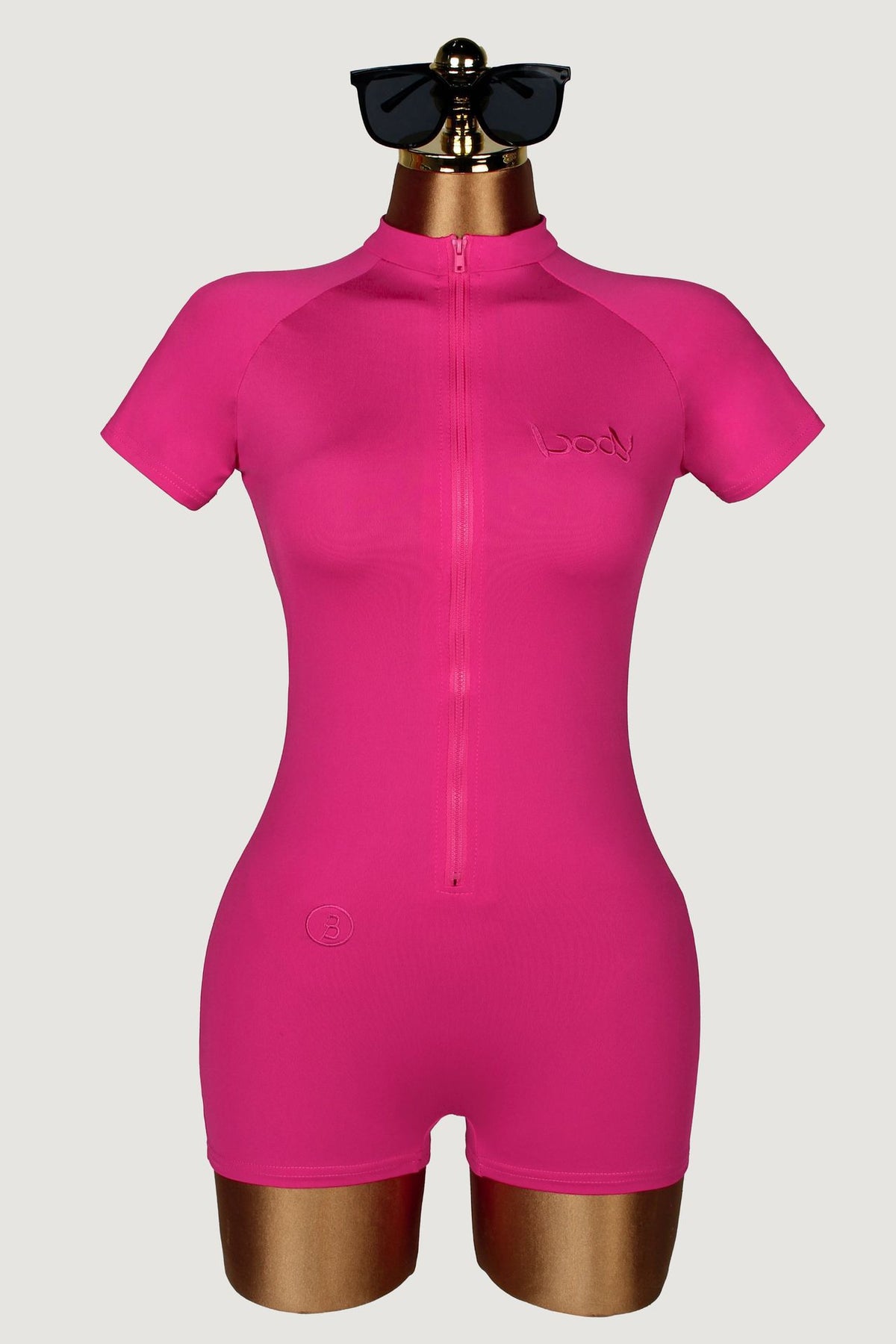 Womens Summer Zippered Short-Sleeve Yoga Jumpsuit