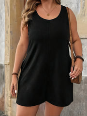 Plus Size Sleeveless Pocket Romper Jumpsuit