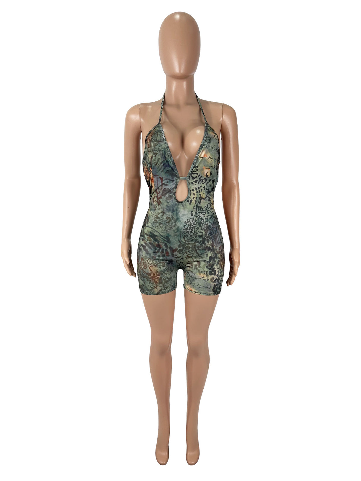 Leopard Print Strapless Hollowed-Out Jumpsuit