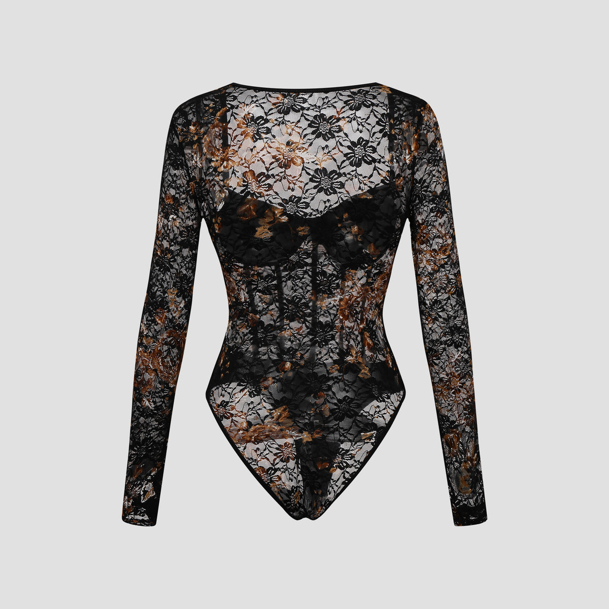 Retro Floral Lace Long Sleeve Romper
