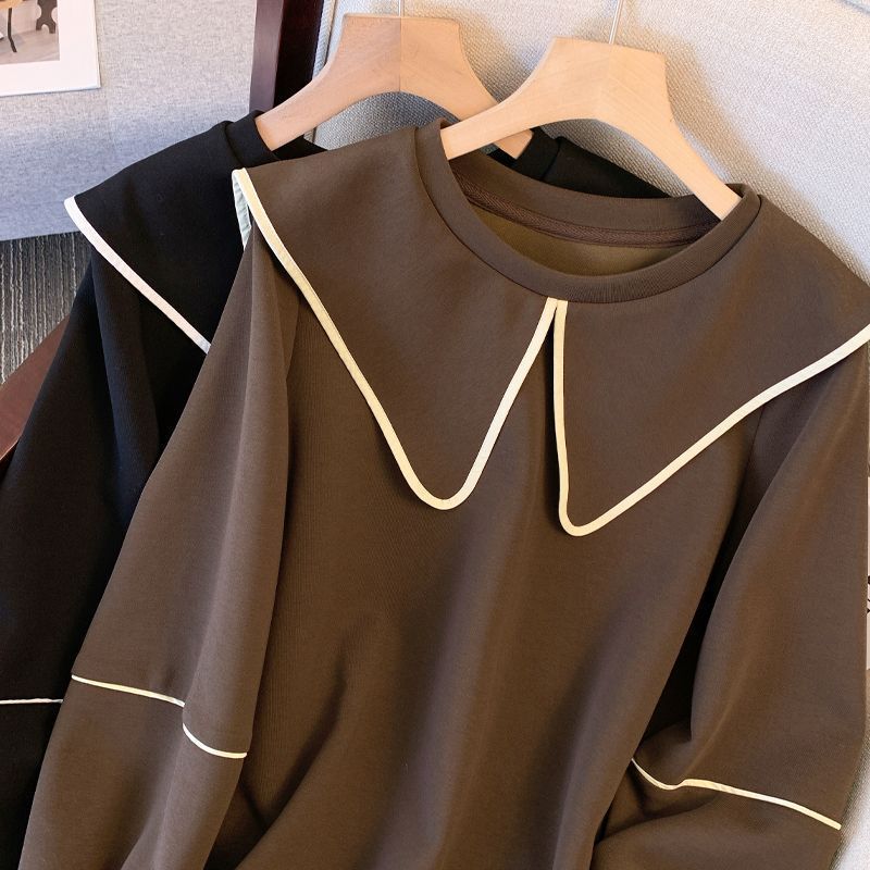Women's Fleece-Lined Mid-Length Casual Loose Pullover Sweater