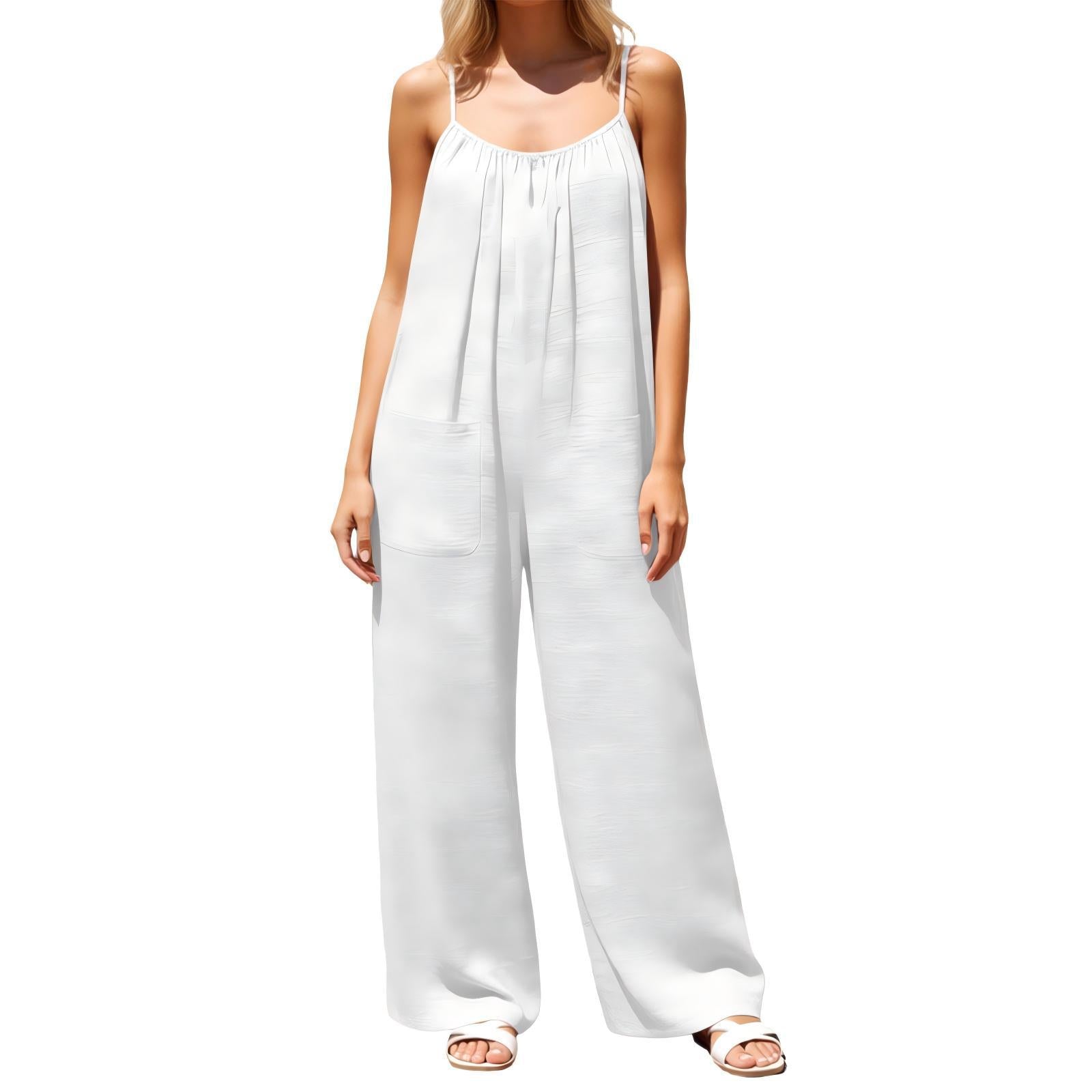 European And American-style Strap Wide-leg Jumpsuit Womens New Summer Style