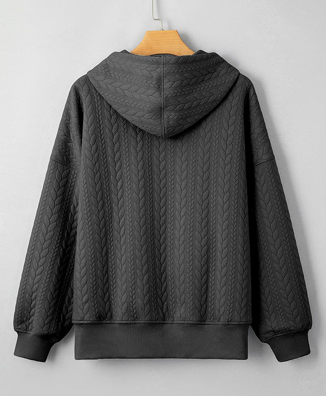 Casual Twist Texture Solid Color Women's Hoodie Sweater