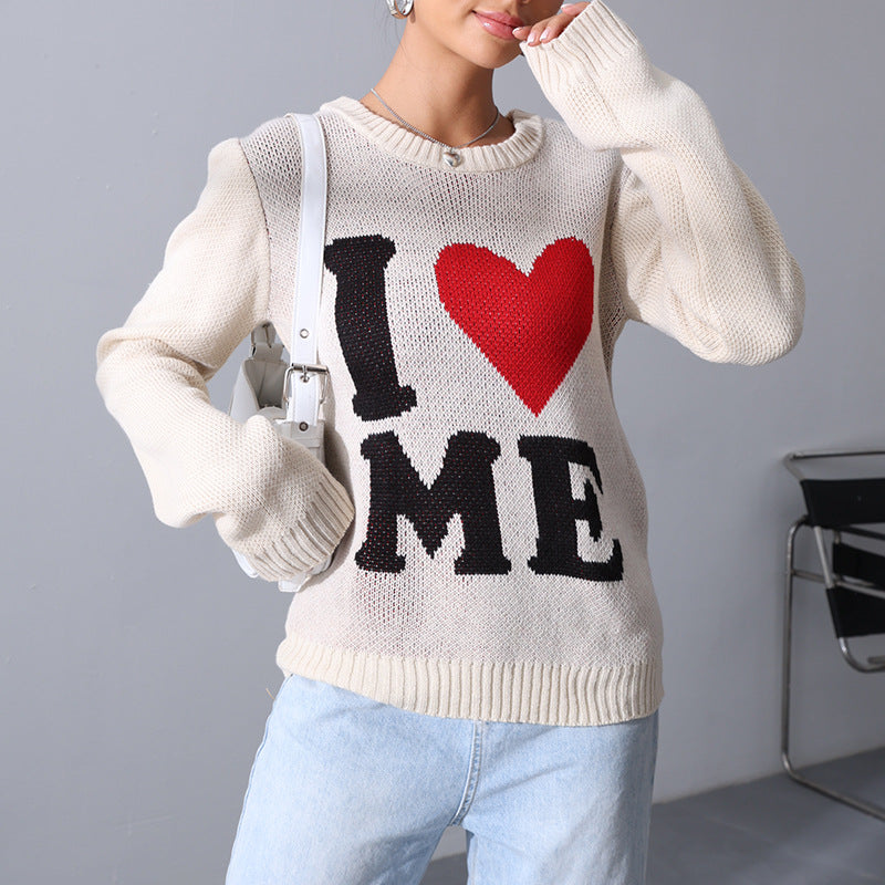 European and American Leisure Love Sweater Loose and Lazy Style