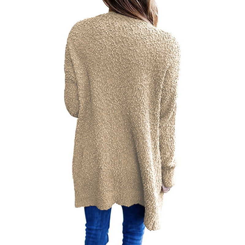 Cozy Fleece Double-Pocket Knit Cardigan Sweater