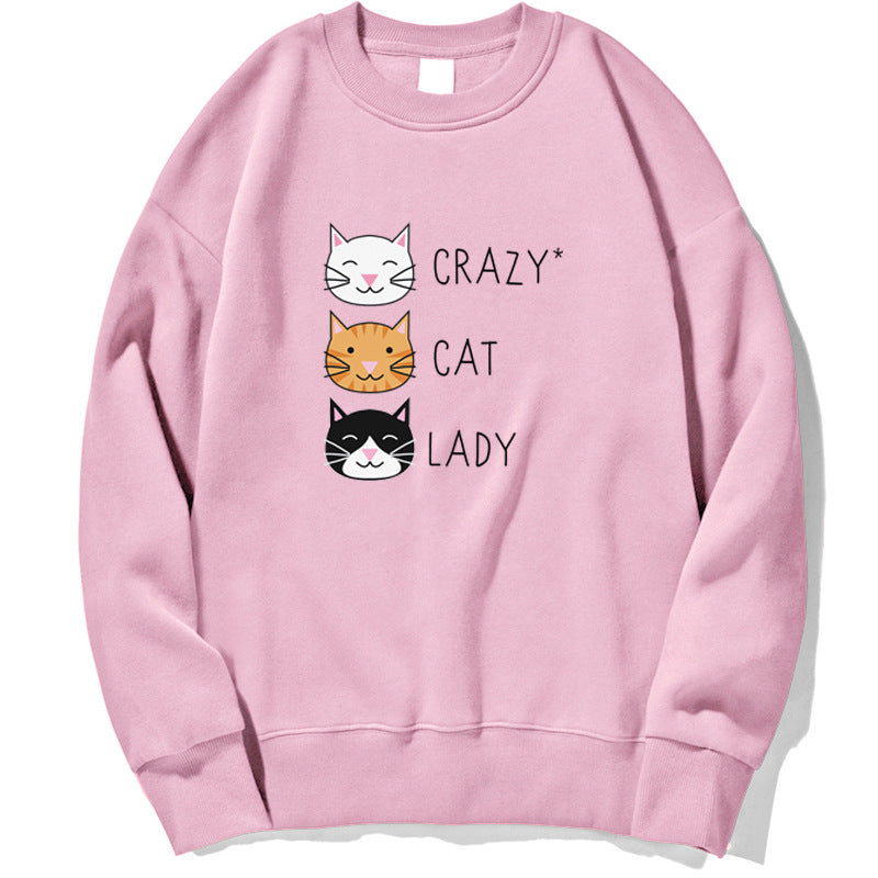 Funny Crazy Cat Print Casual Women's Sweatshirt