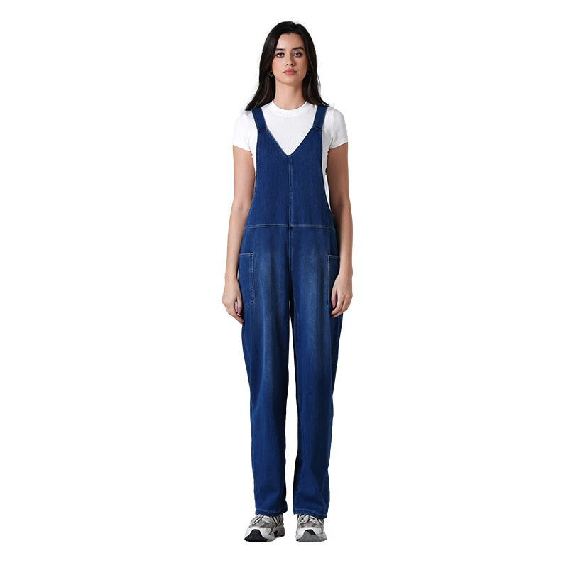 Women's Stretch Knitted Denim Jumpsuit
