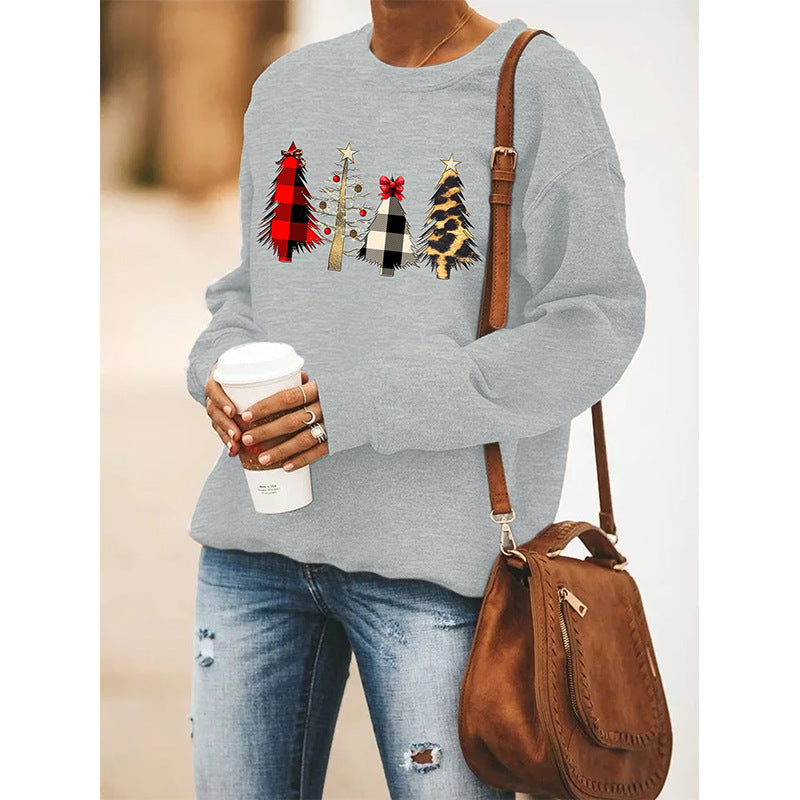 Festive Women's Christmas Print Long Sleeve Pullover Sweater