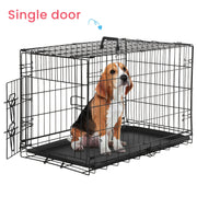 [Pet Containment, Dog Crate] Smug Pet Containment | Sturdy Medium Dog Crate With Divider Panel - 30" Double Door, Folding Metal Wire Cage, Leak-Proof Plastic Pan Tray, Ideal For Indoor/Outdoor Use...
