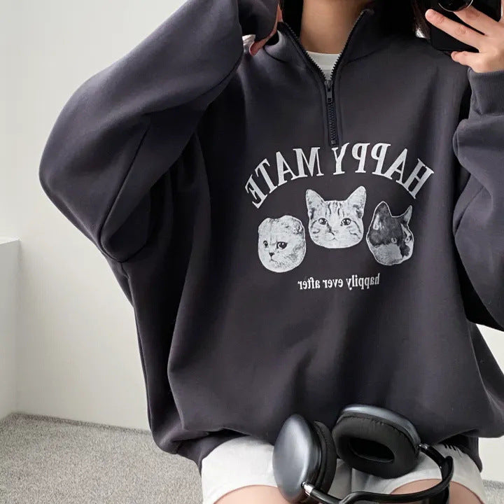 Plus Size Korean Style Pullover Hoodie