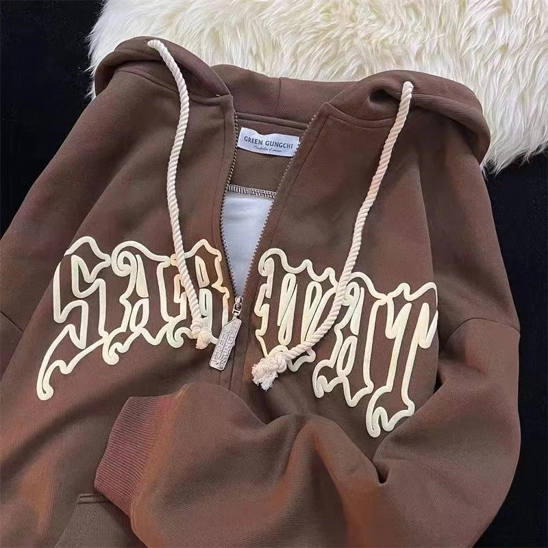 Oversized Couple's Streetwear Hooded Jacket