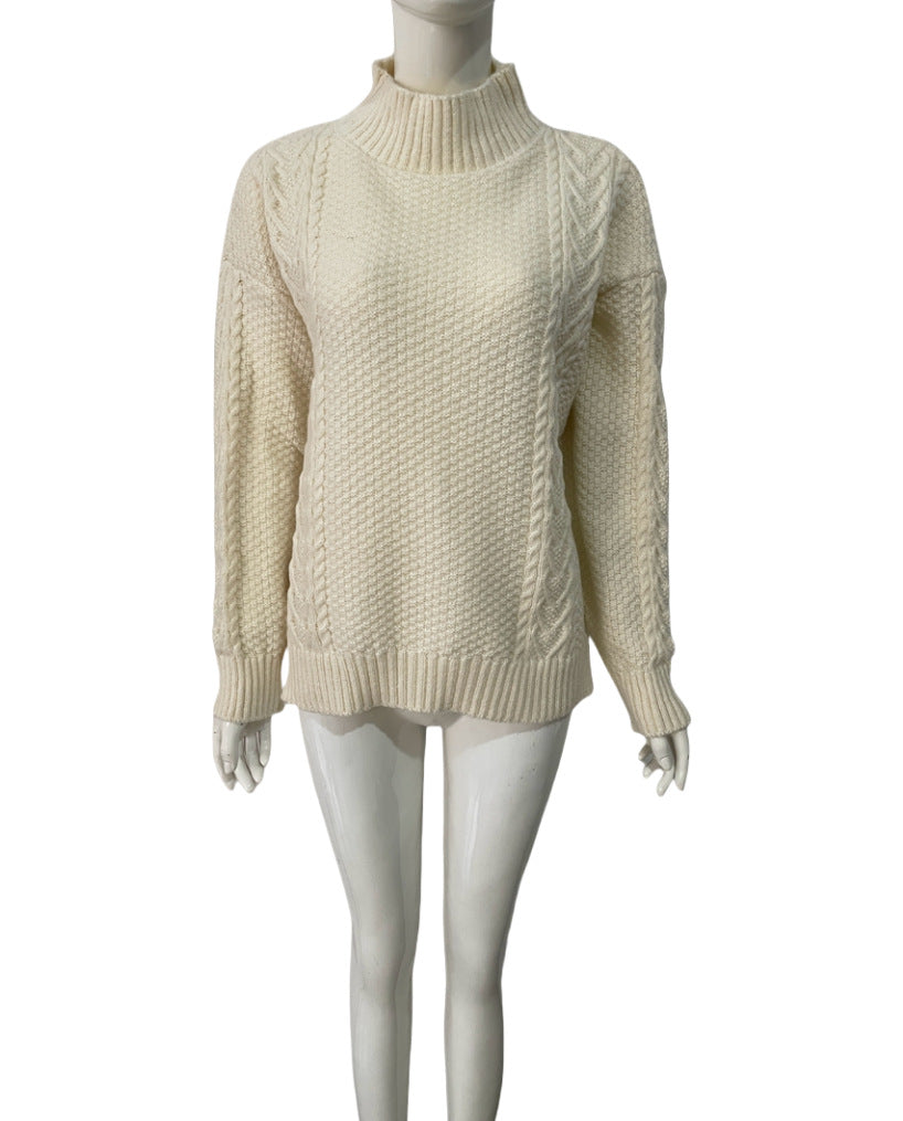 Solid-color Womens Sweater with a Front Slit and a Longer Back Hem