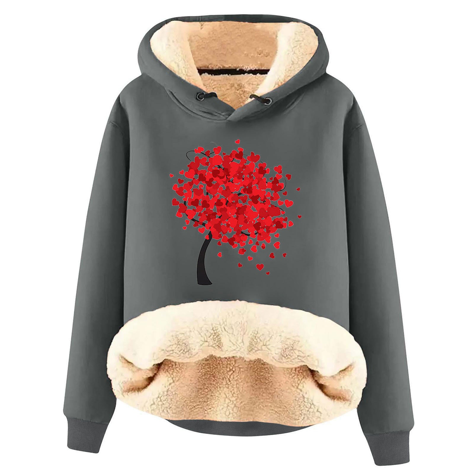 Fleece-Lined Warm Loose Hooded Pullover Sweatshirt