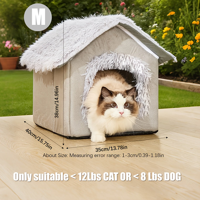 Plush Cute Pet House, All-Season Pet Bed, Dog House, Cat Cave, 2-in-1 Warm and Comfortable, Detachable Semi-Enclosed, Rich Colors and Sizes, Suitable for Cats and Ultra-Small