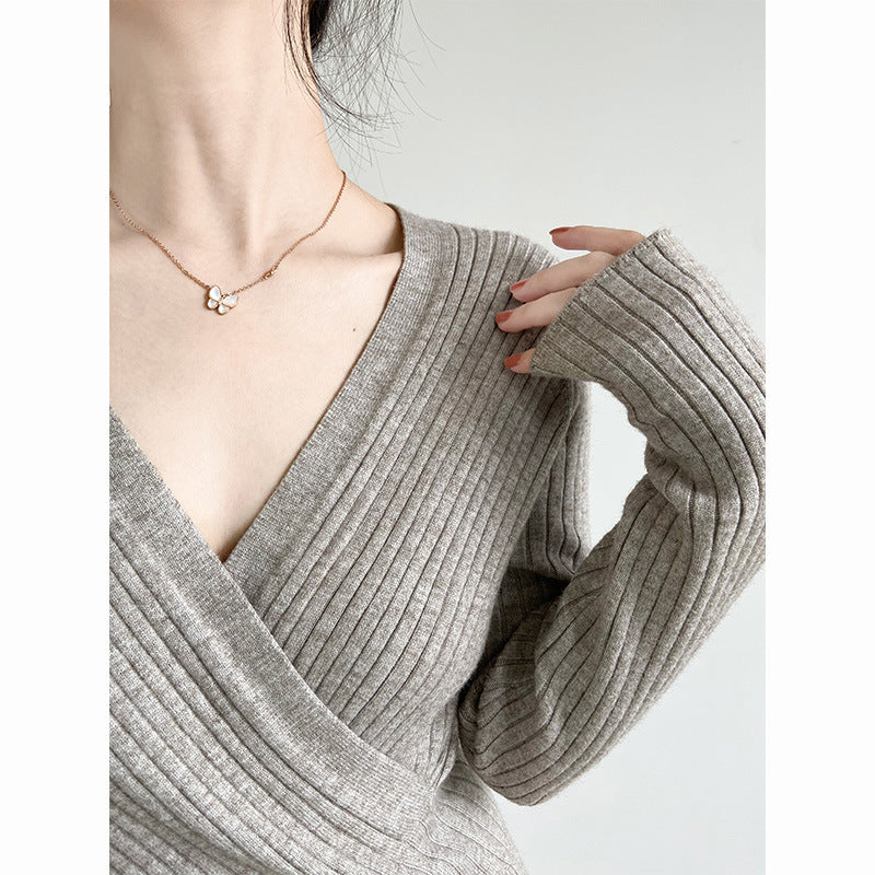 Women's Spring and Autumn Design Sweater Base Ride Top