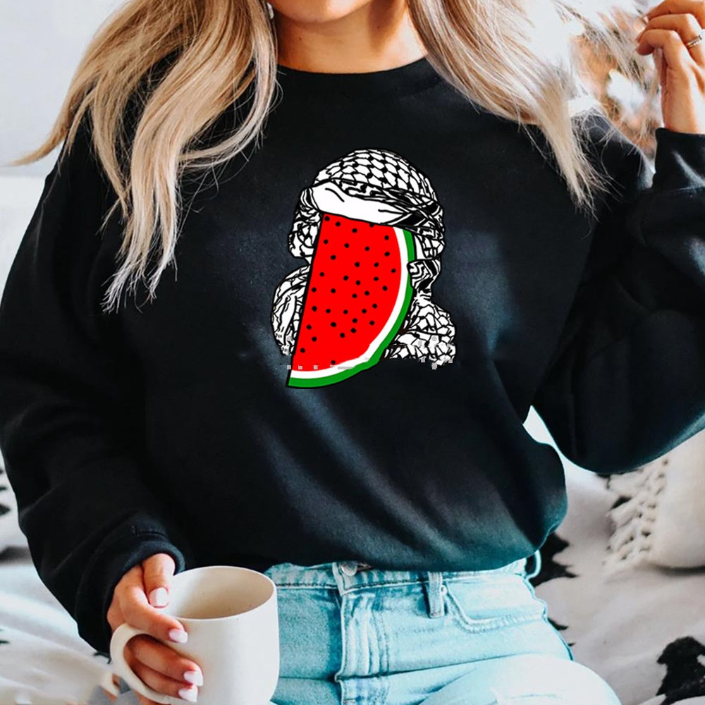 Women's Casual Watermelon Print Long Sleeve Pullover